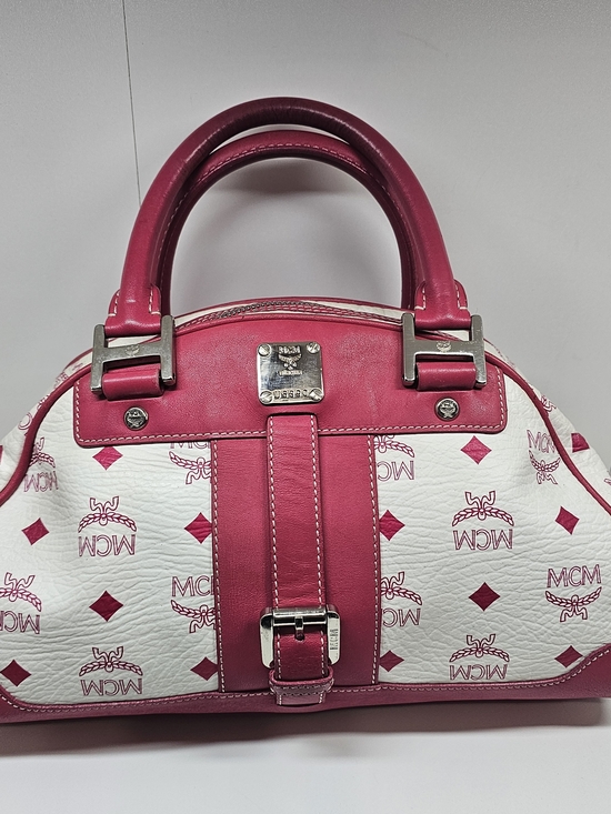 MCM Handbags - MCM Pink and White Signature Satchel